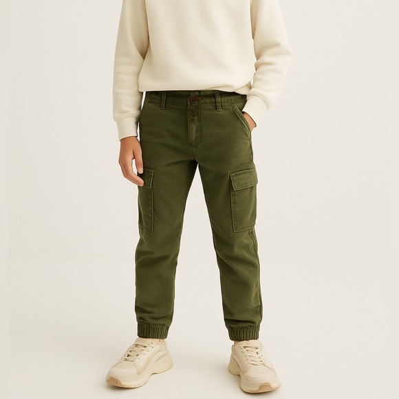 Zara Kids Olive Green Cargo Jogger Pants - Picture 1 of 7